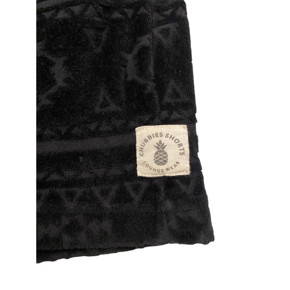 Chubbies Mens Medium Lounge Shorts Black Velour Geometric Aztec 5.5 Inseam - Picture 3 of 8